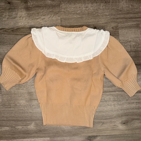 English Factory puff sleeve poplin collared sweater - Picture 8 of 10